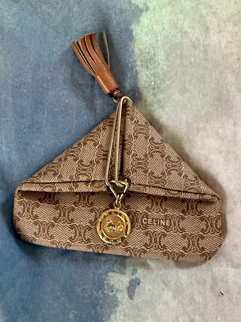 Celine Macadam pattern PVC triangle coin case